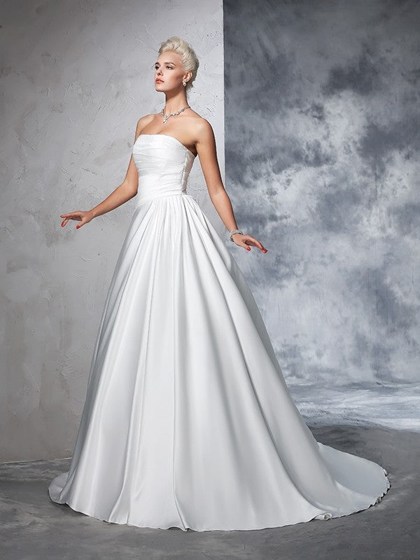Ball Gown Strapless Satin Sleeveless Wedding Gown - Chloe Dress