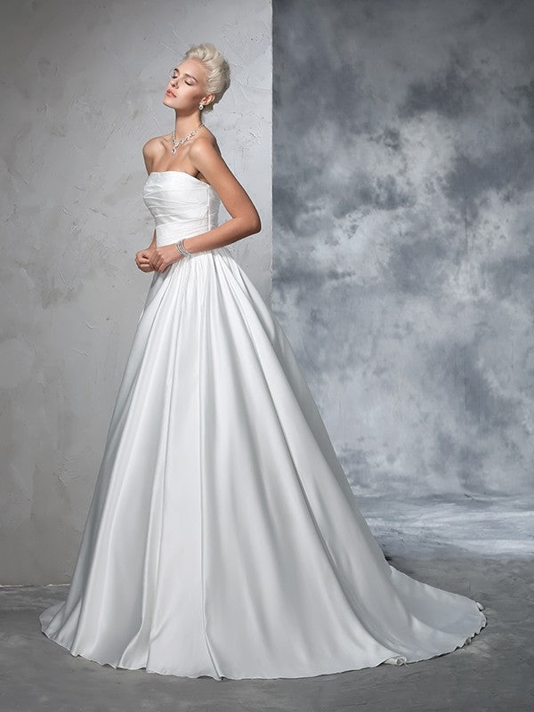 Ball Gown Strapless Satin Sleeveless Wedding Gown - Chloe Dress