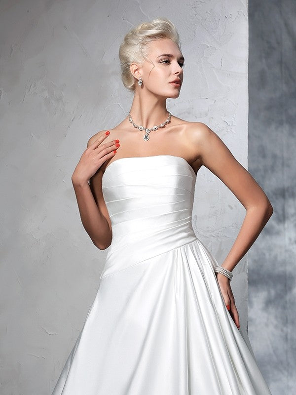 Ball Gown Strapless Satin Sleeveless Wedding Gown - Chloe Dress