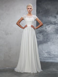 A-Line Chiffon Short Sleeve Applique Mini Wedding Dress - Chloe Dress