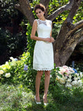 A-Line Satin Sleeveless Applique Mini Wedding Dress - Chloe Dress