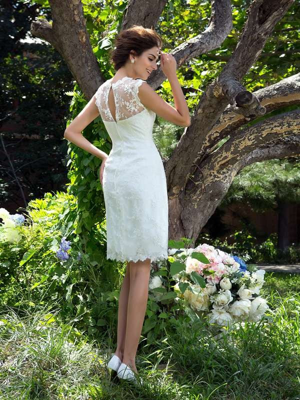 A-Line Satin Sleeveless Applique Mini Wedding Dress - Chloe Dress