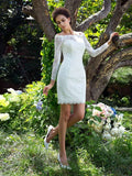 Sheath Lace Long Sleeve Mini Wedding Dress - Chloe Dress