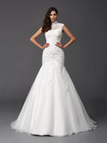 Mermaid High Neck Organza Sleeveless Wedding Dress - Chloe Dress