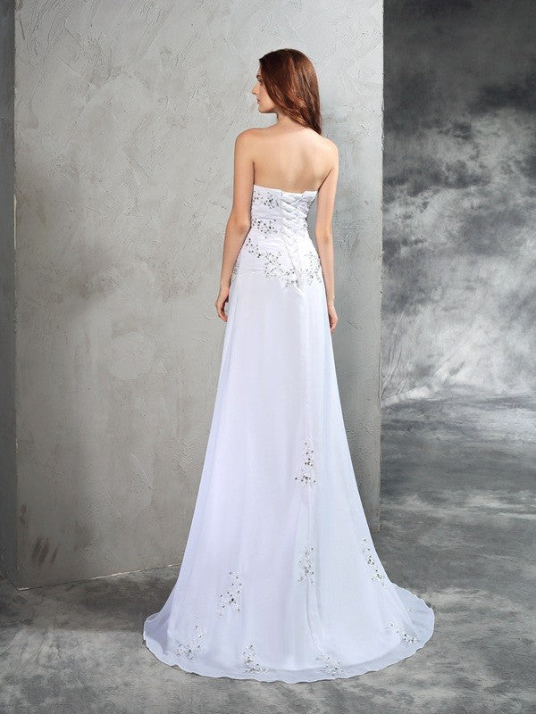 Sheath Strapless Chiffon Sleeveless Wedding Dress - Chloe Dress