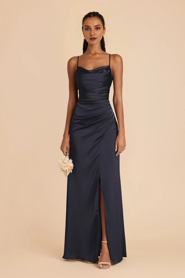 Square Neck Satin Sleeveless Wedding Dress - Chloe Dress