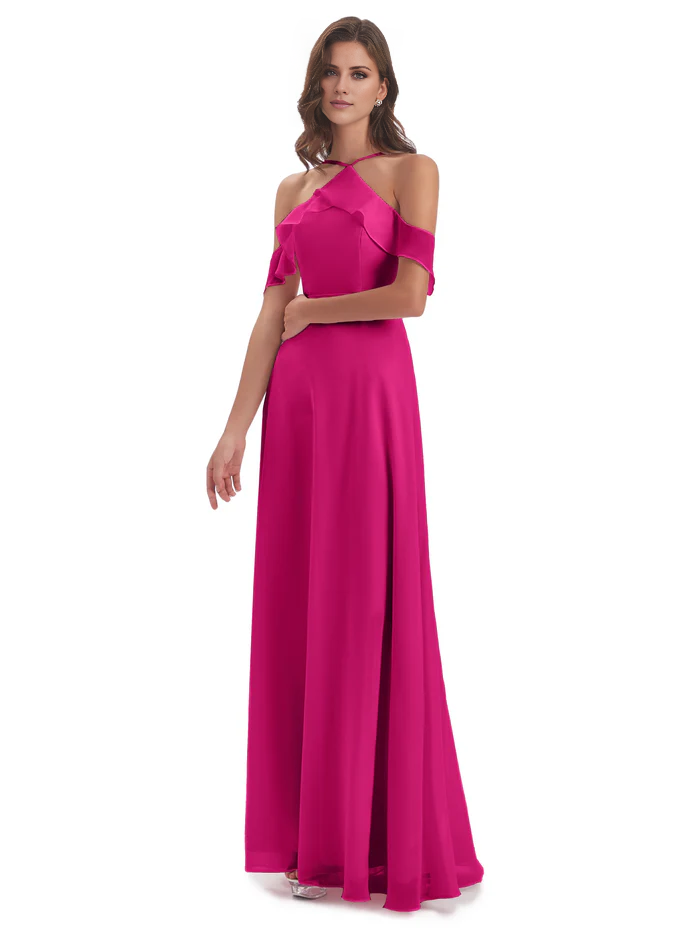 Off-Shoulder Chiffon Floor-Length Wedding Dress - Chloe Dress