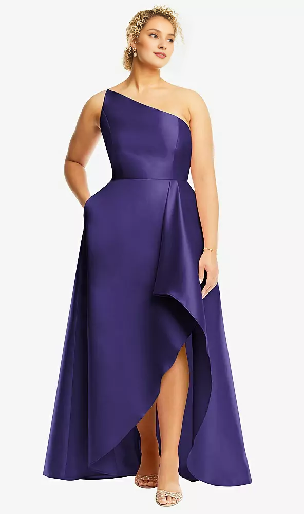 One-Shoulder Satin High Slit Prom Dress - Chloe Dress