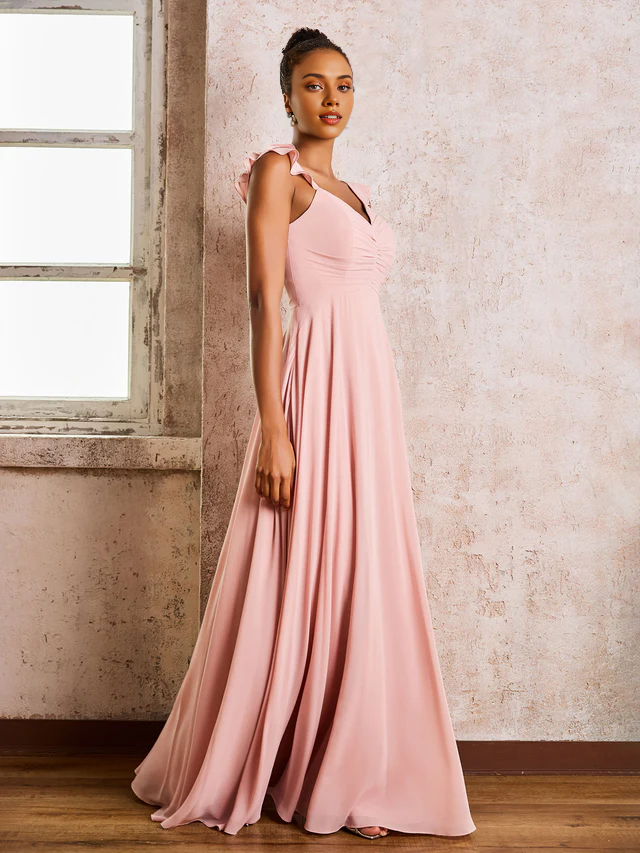 A-Line Sweetheart Chiffon Floor-Length Wedding Dress - Chloe Dress