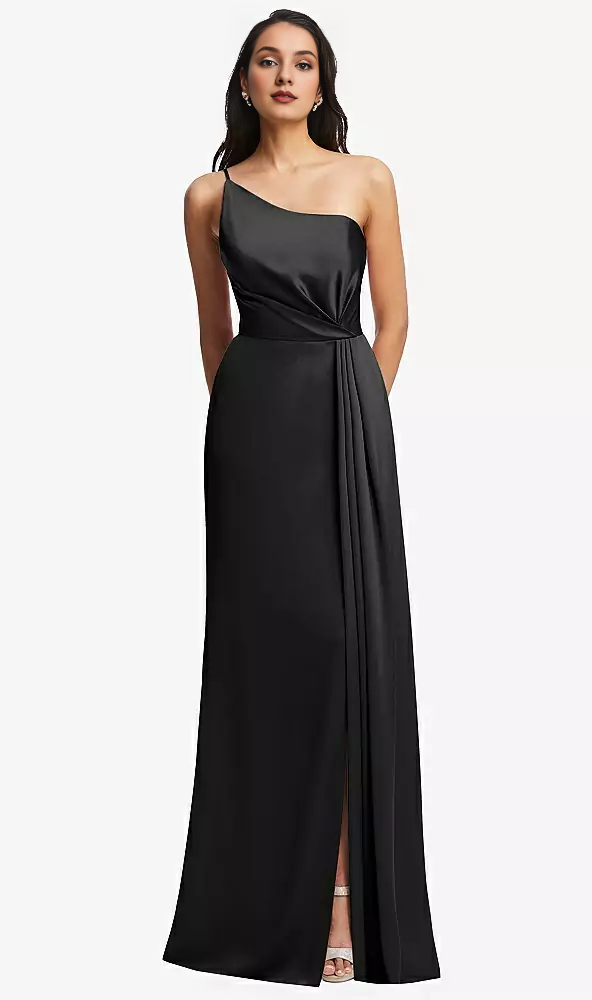 One-Shoulder Satin Pleated Prom Dress - Chloe Dress