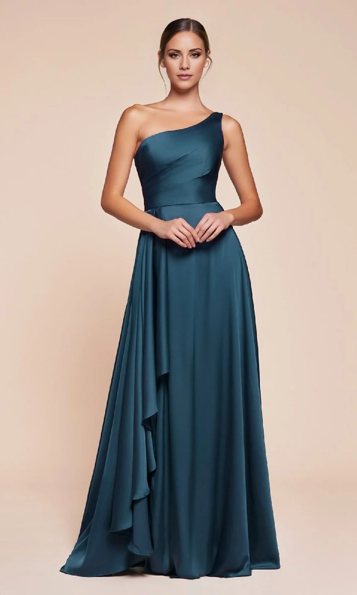 A-Line Satin High Slit Floor-Length Evening Dress - Chloe Dress