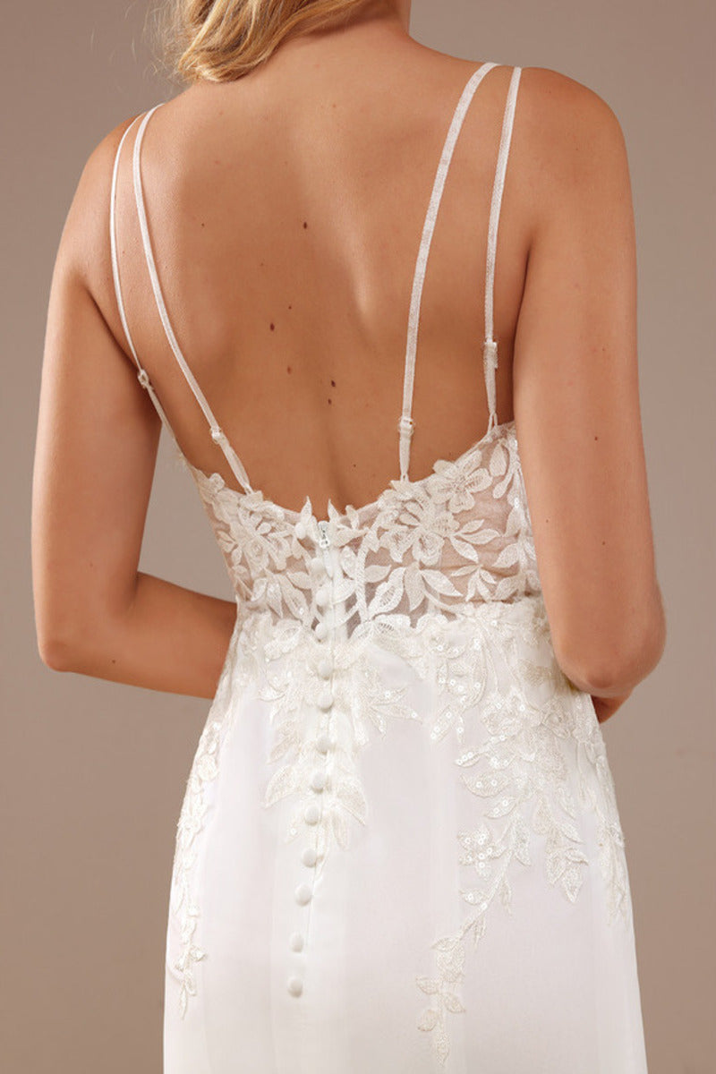 V-Neck Chiffon Wedding Dress - Chloe Dress