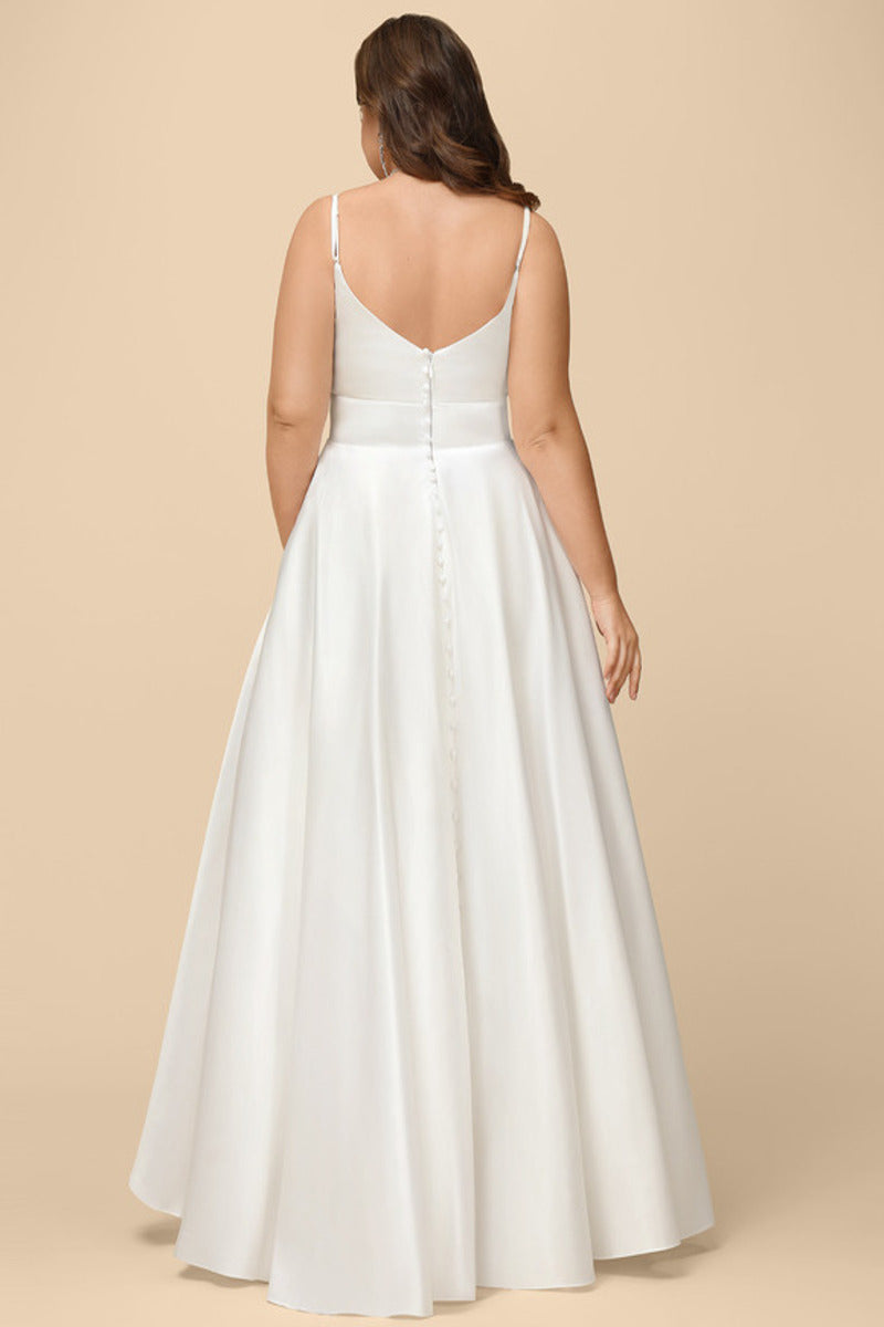 Princess V-Neck Satin Sleeveless Floor-Length Wedding Dress - Chloe Dress
