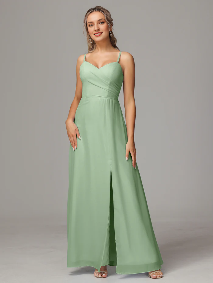 Sweetheart Chiffon High Slit Wedding Dress - Chloe Dress