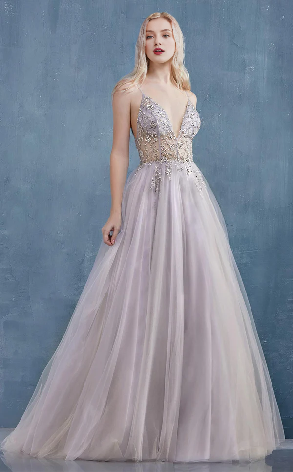 A-Line V-Neck Chiffon Embroidered Prom Dress - Chloe Dress