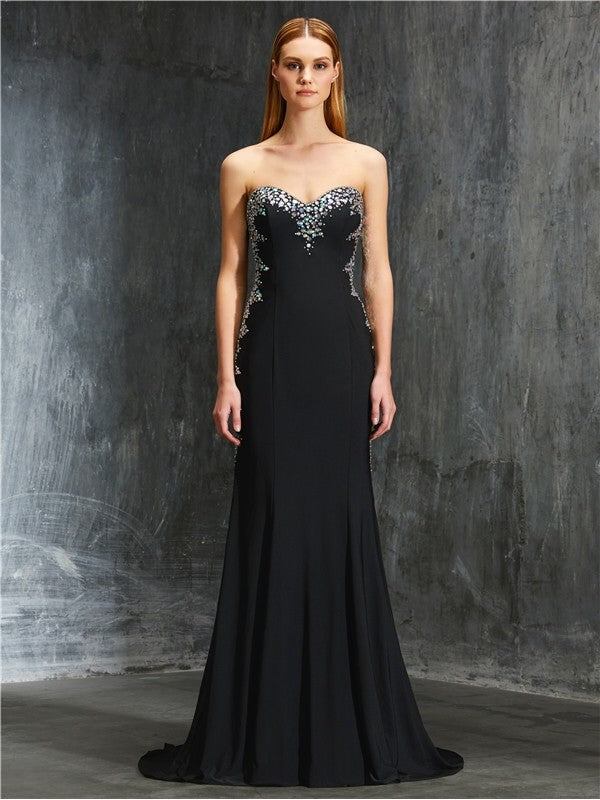 Sheath Sweetheart Sequin Sleeveless Train Dress - Chloe Dress
