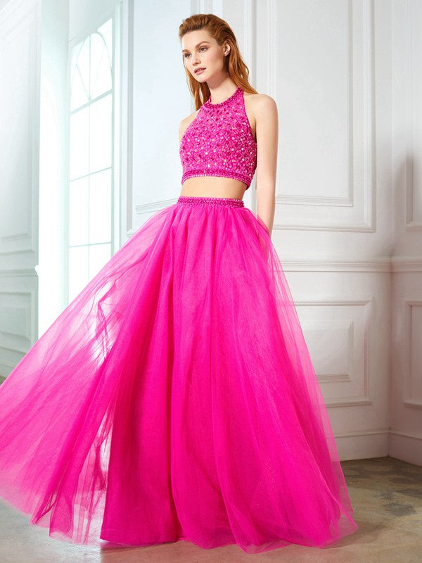 A-Line Halter Sleeveless Floor-Length Dress - Chloe Dress