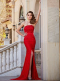 Mermaid Strapless Satin Sleeveless Train Dress - Chloe Dress