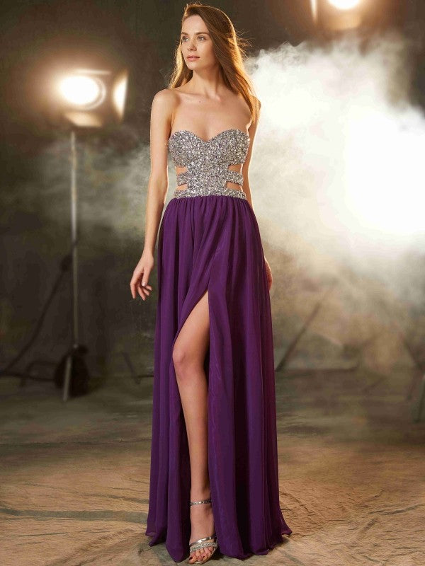A-Line Sweetheart Chiffon Sleeveless Floor-Length Dress - Chloe Dress