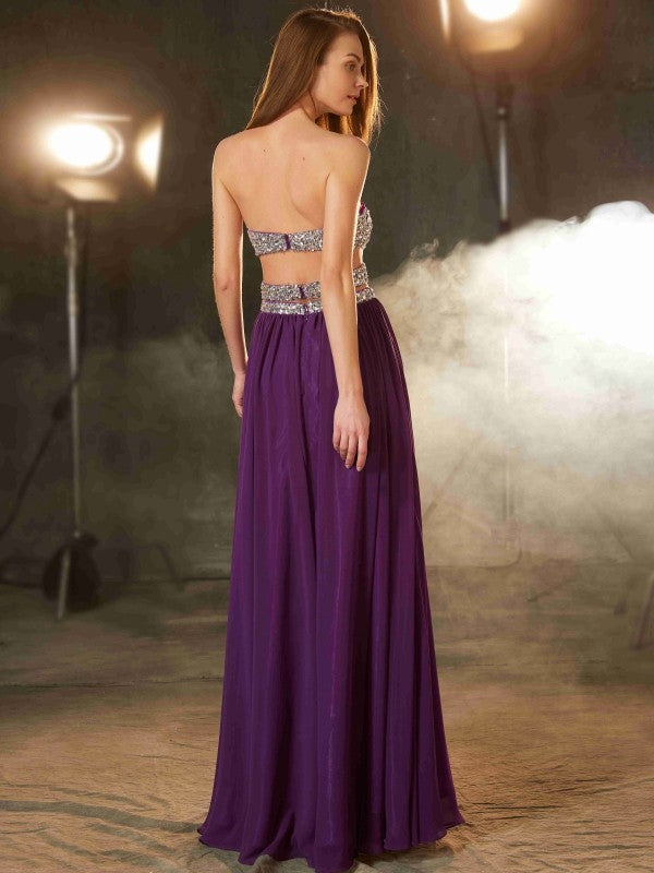 A-Line Sweetheart Chiffon Sleeveless Floor-Length Dress - Chloe Dress