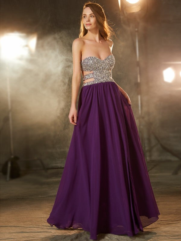 A-Line Sweetheart Chiffon Sleeveless Floor-Length Dress - Chloe Dress