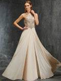 A-Line Spaghetti Strap Chiffon Sleeveless Train Dress - Chloe Dress