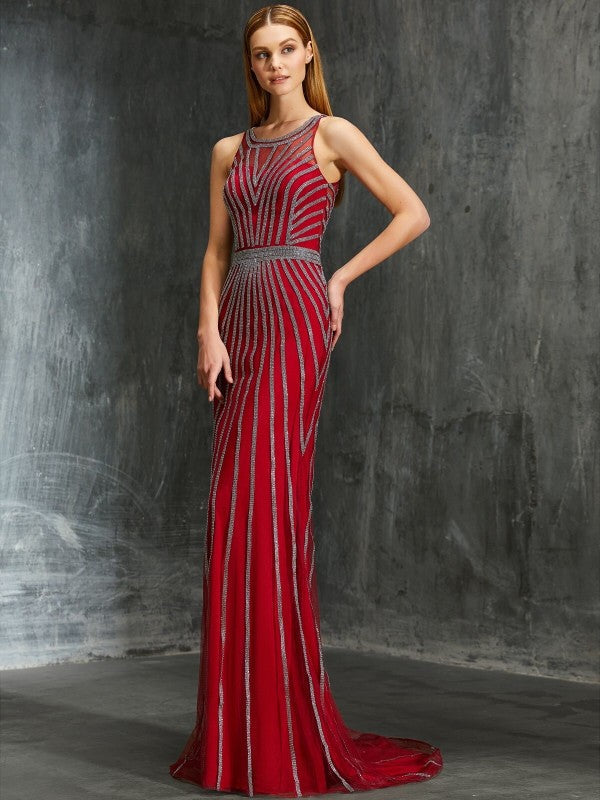 Sheath Sleeveless Train Dress - Chloe Dress