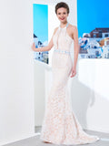 Sheath Halter Satin Sleeveless Train Dress - Chloe Dress