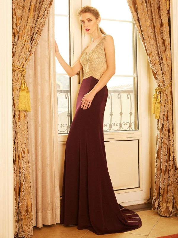 Sheath Jersey Sleeveless Train Dress - Chloe Dress