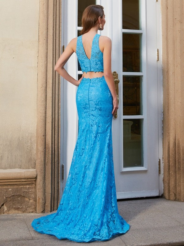 Sheath Lace Sleeveless Train Dress - Chloe Dress