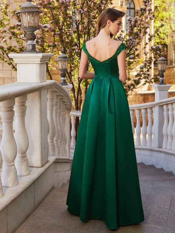 A-Line Satin Sleeveless Floor-Length Dress - Chloe Dress