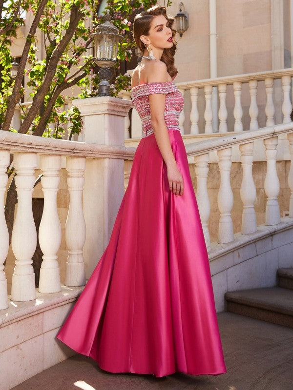 A-Line Satin Sleeveless Floor-Length Dress - Chloe Dress