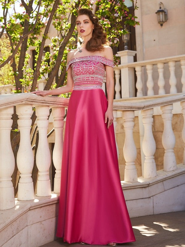 A-Line Satin Sleeveless Floor-Length Dress - Chloe Dress