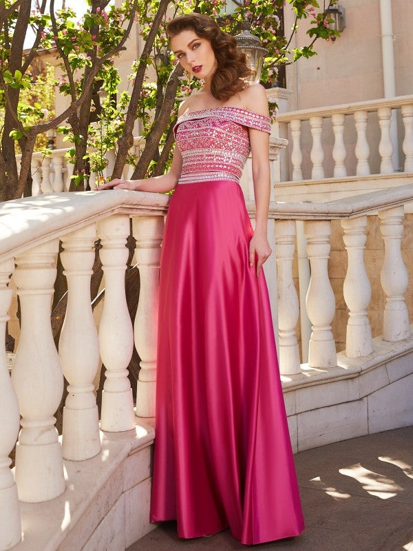 A-Line Satin Sleeveless Floor-Length Dress - Chloe Dress
