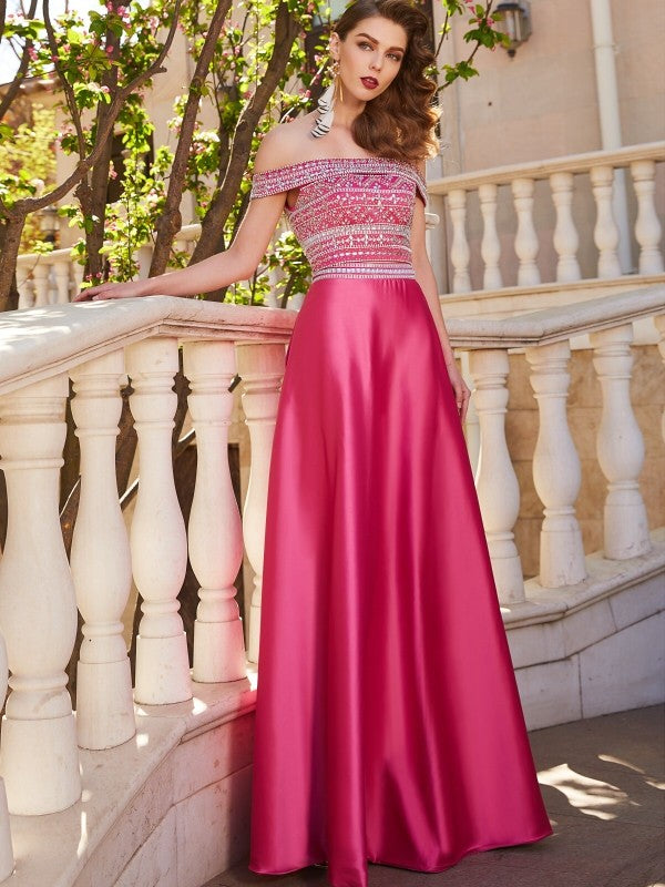A-Line Satin Sleeveless Floor-Length Dress - Chloe Dress