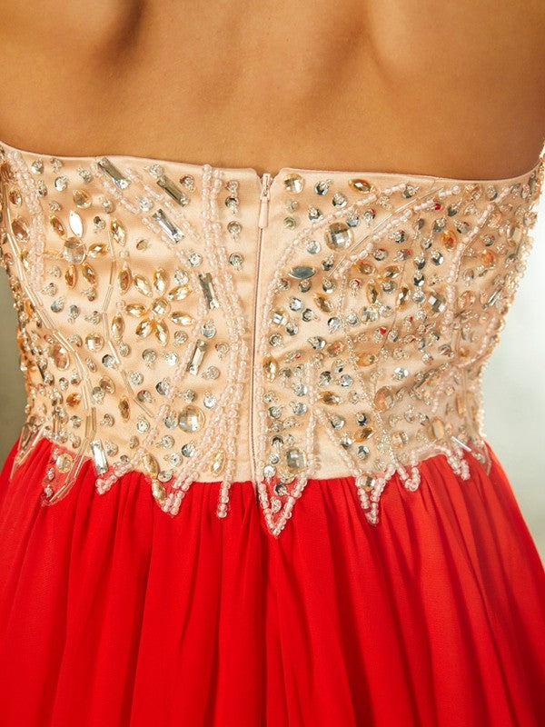 A-Line Strapless Chiffon Sleeveless Train Dress - Chloe Dress