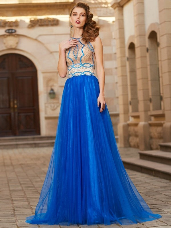 A-Line Tulle Sleeveless Floor-Length Dress - Chloe Dress