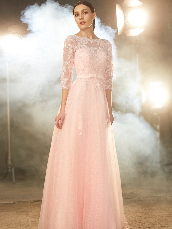 A-Line Tulle Applique Floor-Length Dress - Chloe Dress