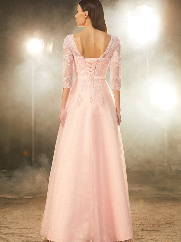 A-Line Tulle Applique Floor-Length Dress - Chloe Dress