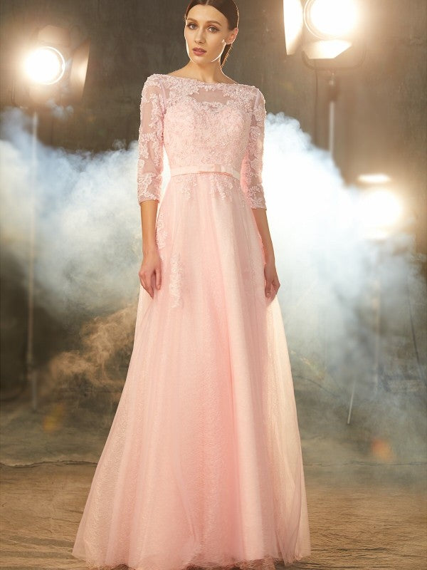 A-Line Tulle Applique Floor-Length Dress - Chloe Dress