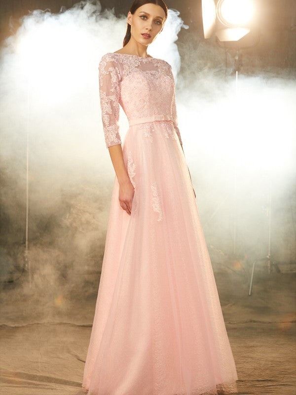 A-Line Tulle Applique Floor-Length Dress - Chloe Dress
