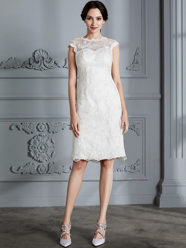 A-Line Satin Sleeveless Knee-Length Wedding Dress - Chloe Dress