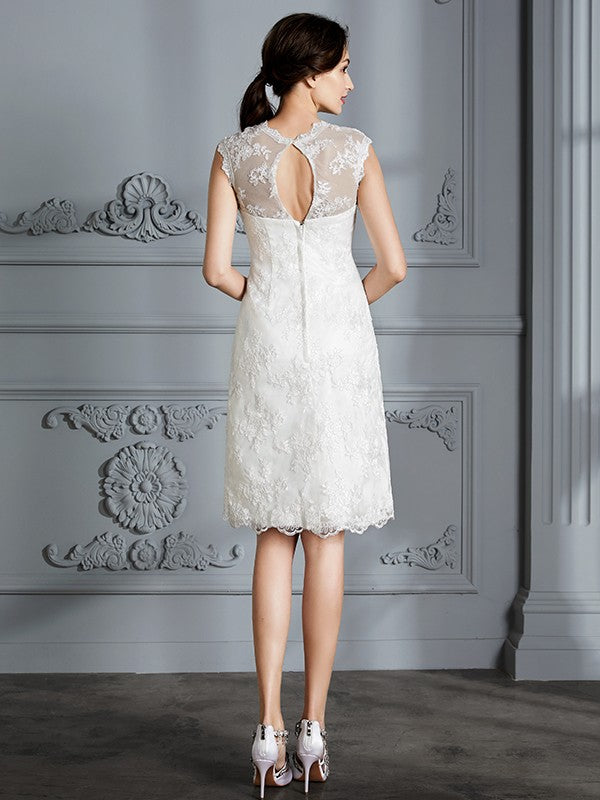 A-Line Satin Sleeveless Knee-Length Wedding Dress - Chloe Dress