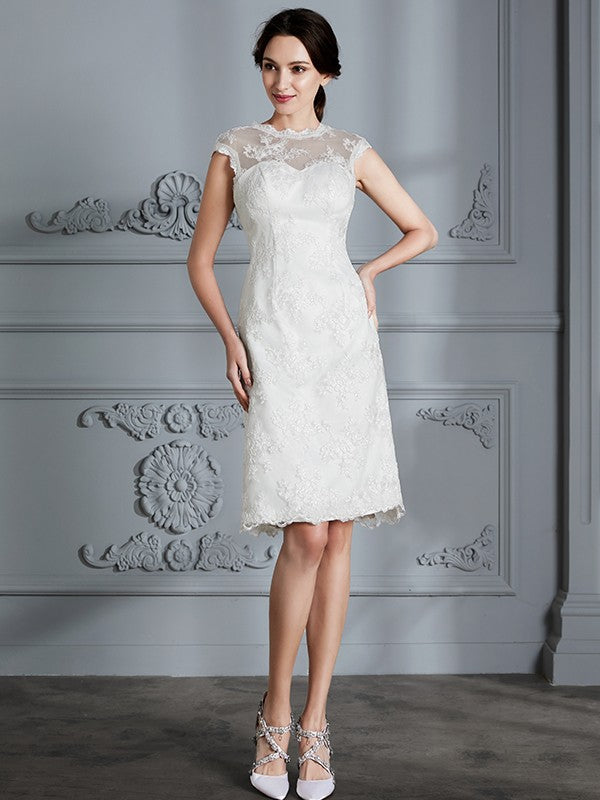 A-Line Satin Sleeveless Knee-Length Wedding Dress - Chloe Dress