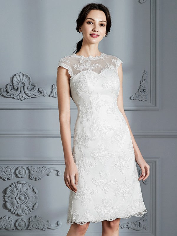 A-Line Satin Sleeveless Knee-Length Wedding Dress - Chloe Dress