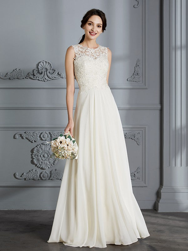 A-Line Chiffon Sleeveless Floor-Length Wedding Dress - Chloe Dress
