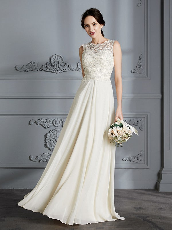 A-Line Chiffon Sleeveless Floor-Length Wedding Dress - Chloe Dress