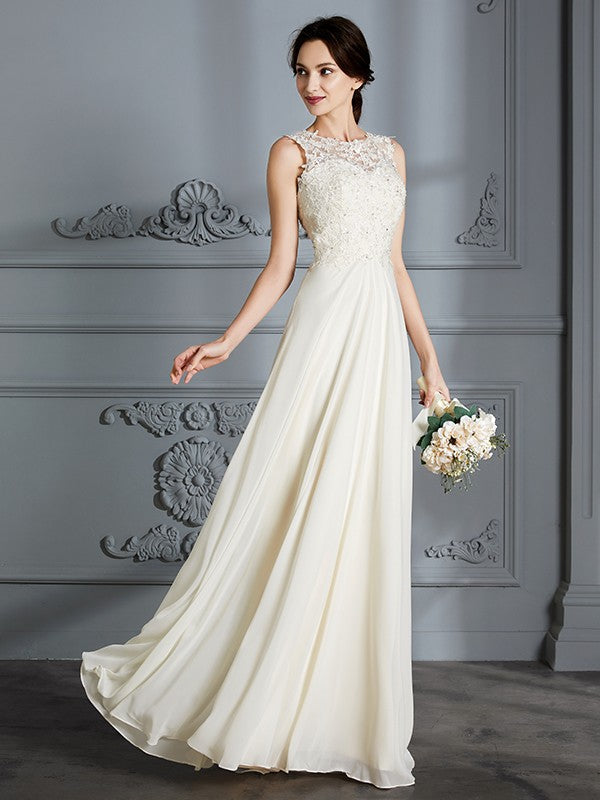 A-Line Chiffon Sleeveless Floor-Length Wedding Dress - Chloe Dress