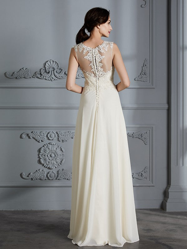 A-Line Chiffon Sleeveless Floor-Length Wedding Dress - Chloe Dress