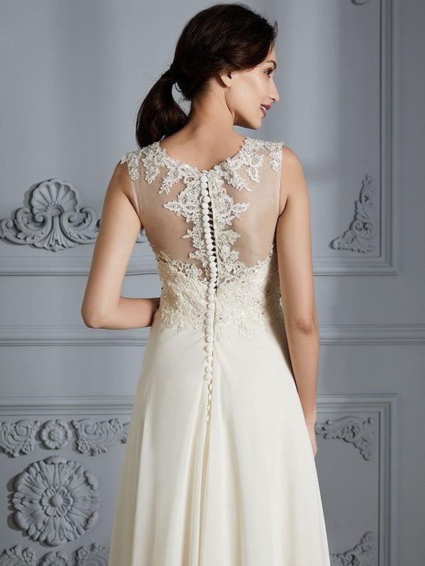 A-Line Chiffon Sleeveless Floor-Length Wedding Dress - Chloe Dress